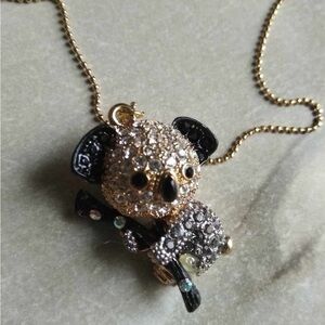 Gold and Black Koala Pendant Necklace